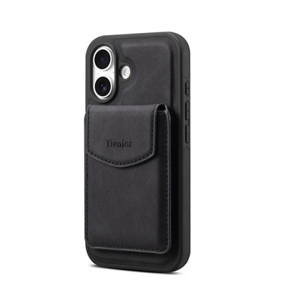 For iPhone 16 Plus Denior D19 Skin Feel MagSafe Detachable Card Slot Phone Case(Black) - iPhone 16 Plus Cases by Denior | Online Shopping South Africa | PMC Jewellery | Buy Now Pay Later Mobicred