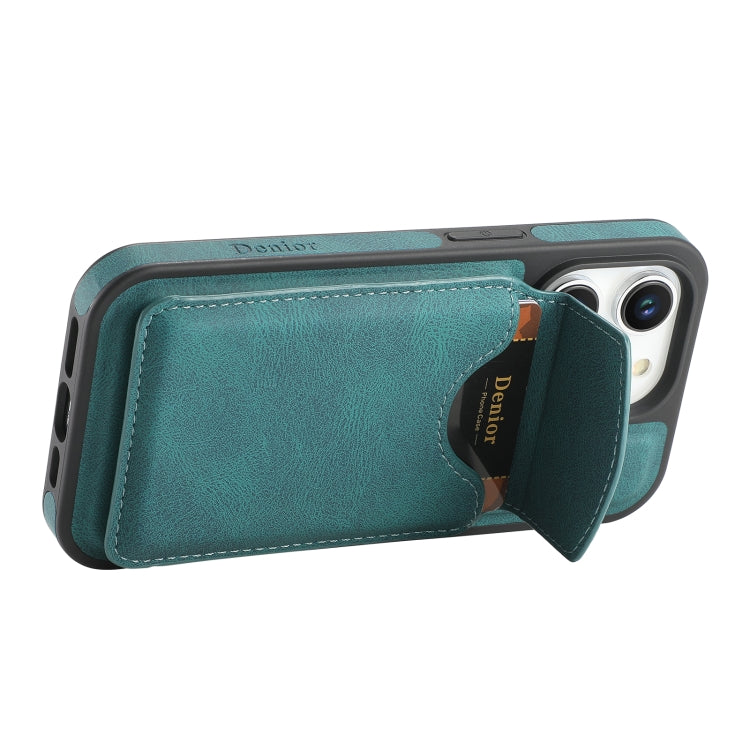 For iPhone 16 Pro Max Denior D20 Skin Feel MagSafe Holder Detachable Card Slot Phone Case(Blue) - iPhone 16 Pro Max Cases by Denior | Online Shopping South Africa | PMC Jewellery | Buy Now Pay Later Mobicred