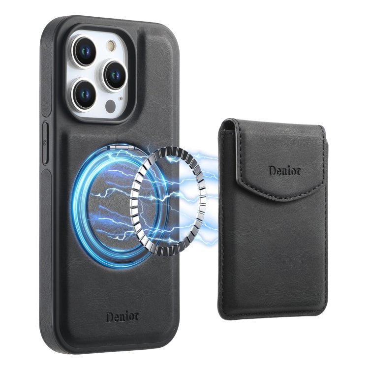 For iPhone 16 Pro Max Denior D20 Skin Feel MagSafe Holder Detachable Card Slot Phone Case(Black) - iPhone 16 Pro Max Cases by Denior | Online Shopping South Africa | PMC Jewellery | Buy Now Pay Later Mobicred