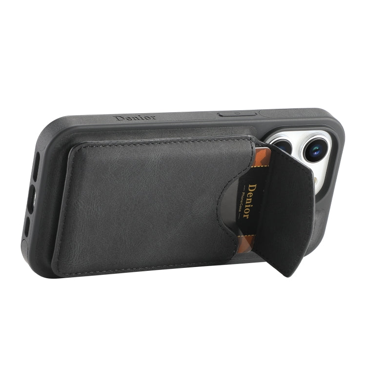 For iPhone 16 Pro Max Denior D20 Skin Feel MagSafe Holder Detachable Card Slot Phone Case(Black) - iPhone 16 Pro Max Cases by Denior | Online Shopping South Africa | PMC Jewellery | Buy Now Pay Later Mobicred