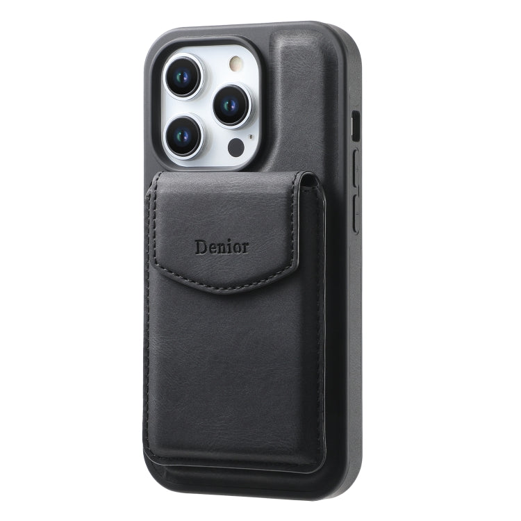 For iPhone 16 Pro Denior D20 Skin Feel MagSafe Holder Detachable Card Slot Phone Case(Black) - iPhone 16 Pro Cases by Denior | Online Shopping South Africa | PMC Jewellery | Buy Now Pay Later Mobicred