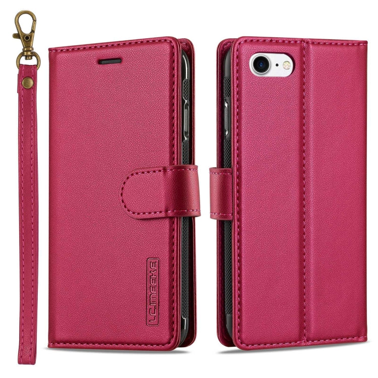 For iPhone 7 / 8 / SE 2020 2022 LC.IMEEKE L2 Series Detachable Magsafe PU Phone Case with Lanyard(Red) - iPhone SE 2022 / 2020 / 8 / 7 Cases by LC.IMEEKE | Online Shopping South Africa | PMC Jewellery | Buy Now Pay Later Mobicred