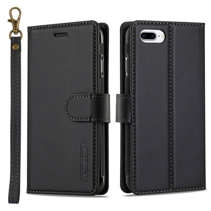 For iPhone 7 Plus / 8 Plus LC.IMEEKE L2 Series Detachable Magsafe PU Phone Case with Lanyard(Black) - More iPhone Cases by LC.IMEEKE | Online Shopping South Africa | PMC Jewellery | Buy Now Pay Later Mobicred