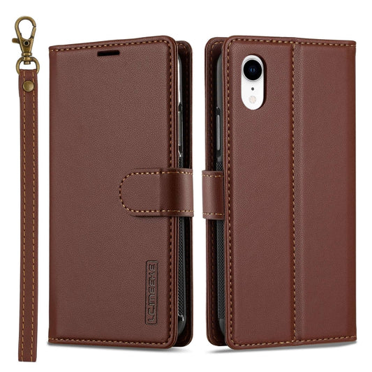 For iPhone XR LC.IMEEKE L2 Series Detachable Magsafe PU Phone Case with Lanyard(Brown) - More iPhone Cases by LC.IMEEKE | Online Shopping South Africa | PMC Jewellery | Buy Now Pay Later Mobicred