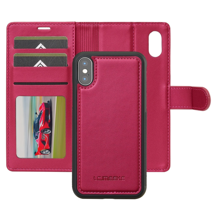 For iPhone XR LC.IMEEKE L2 Series Detachable Magsafe PU Phone Case with Lanyard(Red) - More iPhone Cases by LC.IMEEKE | Online Shopping South Africa | PMC Jewellery | Buy Now Pay Later Mobicred