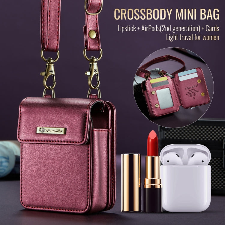 CaseMe Me50 Mini Universal Bag for Apple and Samsung Headphones + Lipstick(Wine Red) - For AirPods 1/2 by CaseMe | Online Shopping South Africa | PMC Jewellery | Buy Now Pay Later Mobicred