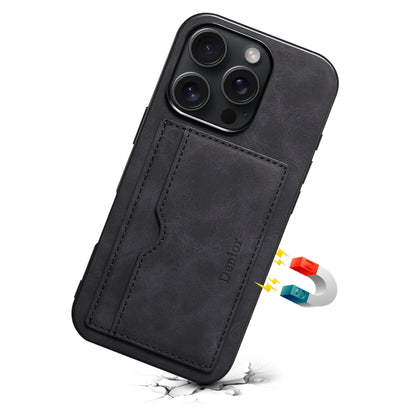 For iPhone 16 Pro Denior D08 PU Single Card Slot Holder Phone Case(Black) - iPhone 16 Pro Cases by Denior | Online Shopping South Africa | PMC Jewellery | Buy Now Pay Later Mobicred