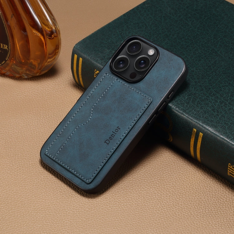For iPhone 16 Pro Denior D08 PU Single Card Slot Holder Phone Case(Blue) - free shipping - PMC Jewellery - Order now!