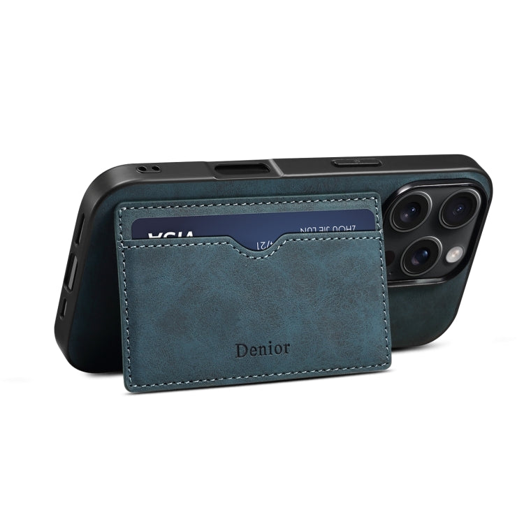 For iPhone 16 Pro Denior D08 PU Single Card Slot Holder Phone Case(Blue) - free shipping - PMC Jewellery - Order now!