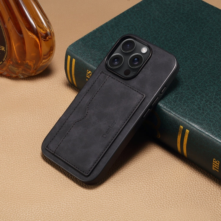 For iPhone 16 Pro Max Denior D08 PU Single Card Slot Holder Phone Case(Black) - free shipping - PMC Jewellery - Order now!