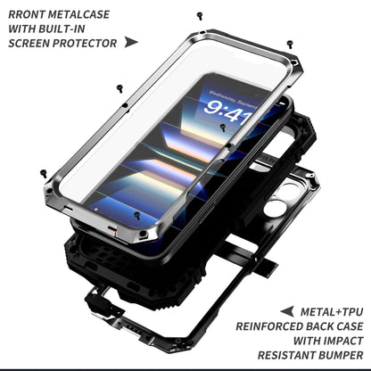 For iPhone 16 R-JUST Life Waterproof Dustproof Shockproof Phone Case(Silver) - iPhone 16 Cases by R-JUST | Online Shopping South Africa | PMC Jewellery | Buy Now Pay Later Mobicred