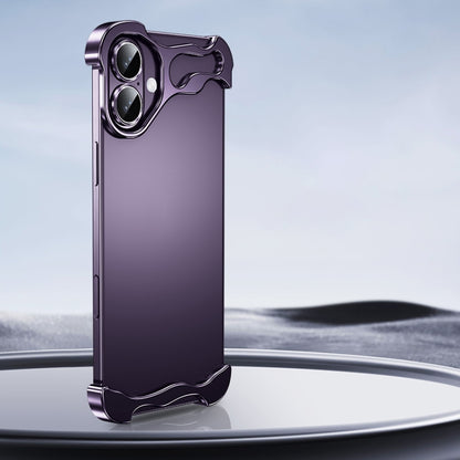 For iPhone 16 Frameless Metal Corner Pad Phone Case with Lens Film(Purple) - iPhone 16 Cases by PMC Jewellery | Online Shopping South Africa | PMC Jewellery | Buy Now Pay Later Mobicred