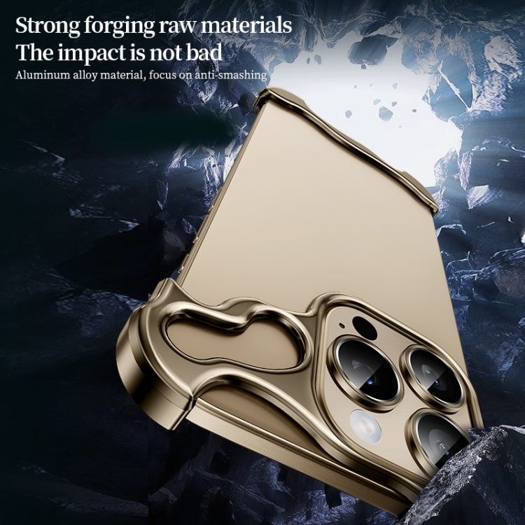 For iPhone 16 Plus Frameless Metal Corner Pad Phone Case with Lens Film(Black) - free shipping - PMC Jewellery - Order now!