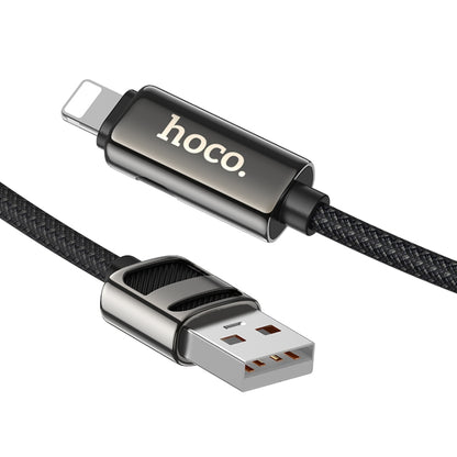 hoco U137 USB to 8 Pin Line 2.4A Charging Data Cable with Display, Length:1.2m(White) - Normal Style Cable by hoco | Online Shopping South Africa | PMC Jewellery | Buy Now Pay Later Mobicred