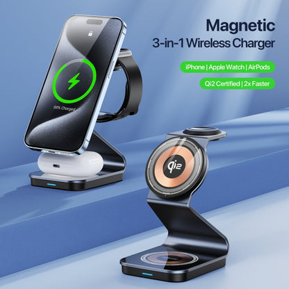 DUZZONA W21 Qi2 15W 3 in 1 Magnetic Wireless Charger Stand(Black) - Wireless Charger by DUZZONA | Online Shopping South Africa | PMC Jewellery | Buy Now Pay Later Mobicred