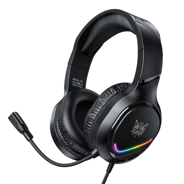 ONIKUMA X31 USB / 3.5mm Wired RGB Light Gaming Headset with Mic, Cable length: 2.2m(Black) - Multimedia Headset by ONIKUMA | Online Shopping South Africa | PMC Jewellery | Buy Now Pay Later Mobicred