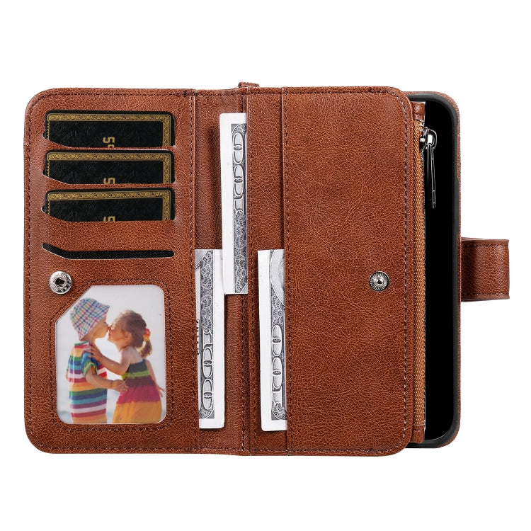 For iPhone 16 Plus Solid Color 2 in 1 Zipper Shockproof Phone Case(Brown) - free shipping - PMC Jewellery - Order now!