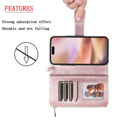 For iPhone 16 Plus Solid Color 2 in 1 Zipper Shockproof Phone Case(Rose Gold) - iPhone 16 Plus Cases by PMC Jewellery | Online Shopping South Africa | PMC Jewellery | Buy Now Pay Later Mobicred