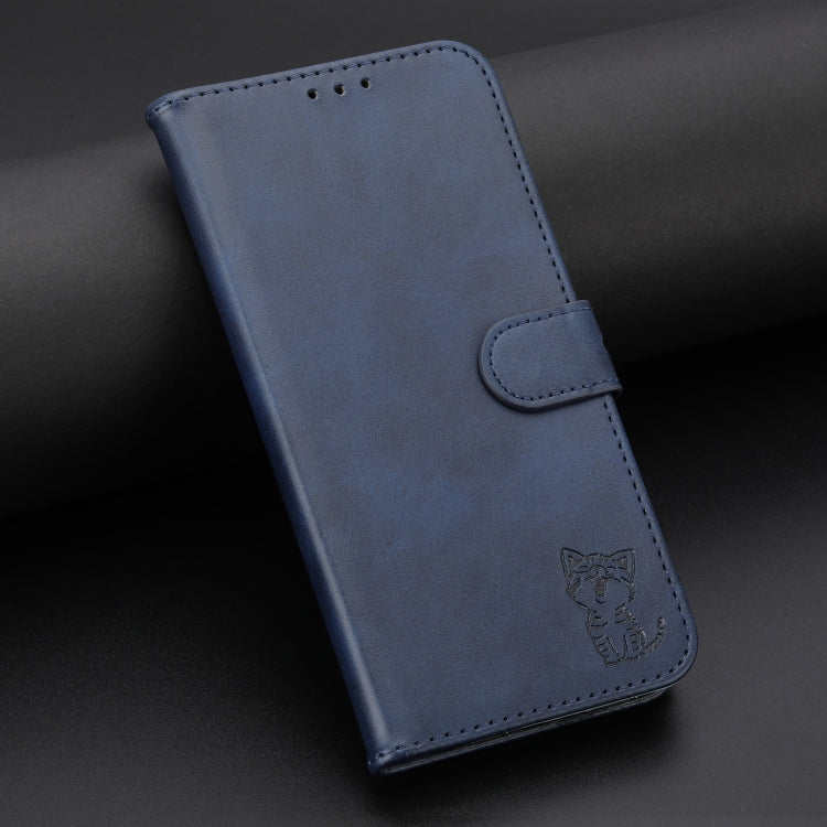 For Samsung Galaxy S25 Ultra 5G Embossed Happy Cat Pattern Flip Leather Phone Case(Blue) - Galaxy S25 Ultra 5G Cases by PMC Jewellery | Online Shopping South Africa | PMC Jewellery | Buy Now Pay Later Mobicred