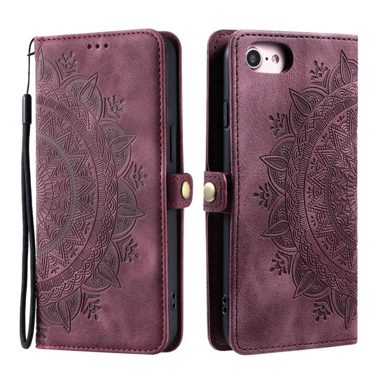 For iPhone 16e Skin Feel Totem Embossed Leather Phone Case(Wine Red) - free shipping - PMC TechLife - Order now!
