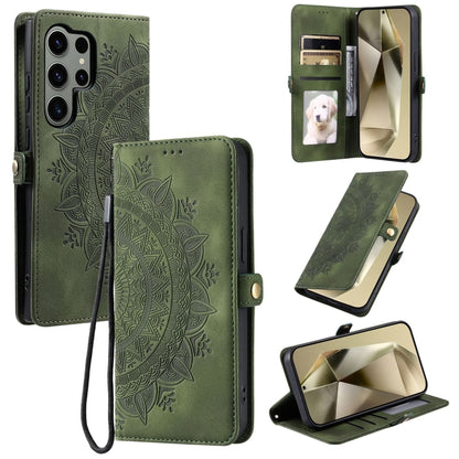 For Samsung Galaxy S25 Ultra 5G Skin Feel Totem Embossed Leather Phone Case(Deep Green) - Galaxy S25 Ultra 5G Cases by PMC Jewellery | Online Shopping South Africa | PMC Jewellery | Buy Now Pay Later Mobicred