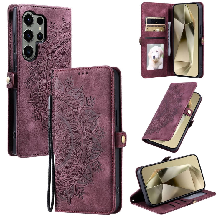 For Samsung Galaxy S25 Ultra 5G Skin Feel Totem Embossed Leather Phone Case(Wine Red) - Galaxy S25 Ultra 5G Cases by PMC Jewellery | Online Shopping South Africa | PMC Jewellery | Buy Now Pay Later Mobicred