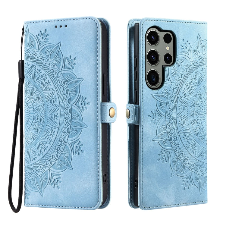 For Samsung Galaxy S25 Ultra 5G Skin Feel Totem Embossed Leather Phone Case(Blue) - Galaxy S25 Ultra 5G Cases by PMC Jewellery | Online Shopping South Africa | PMC Jewellery | Buy Now Pay Later Mobicred