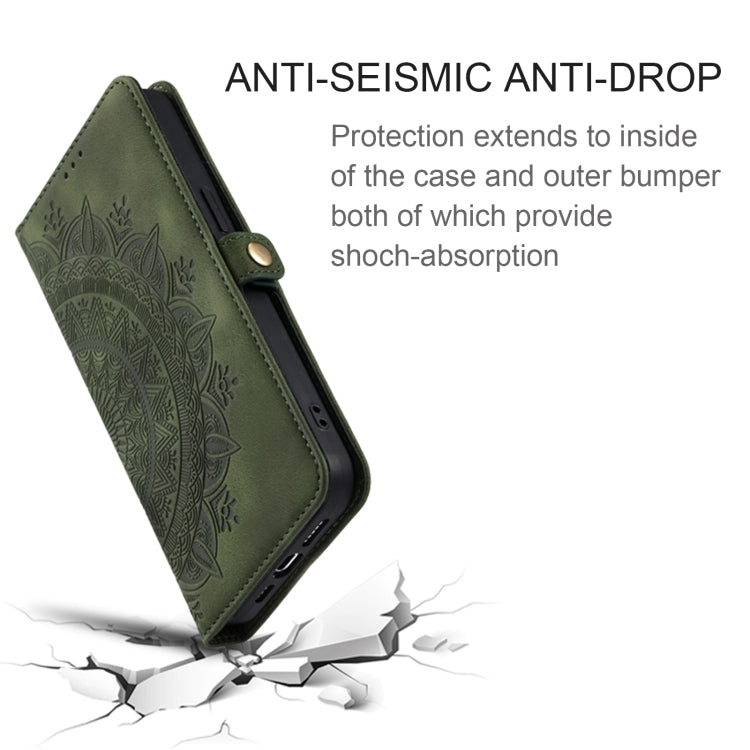 For Samsung Galaxy S25 5G Skin Feel Totem Embossed Leather Phone Case(Deep Green) - Galaxy S25 5G Cases by PMC Jewellery | Online Shopping South Africa | PMC Jewellery | Buy Now Pay Later Mobicred