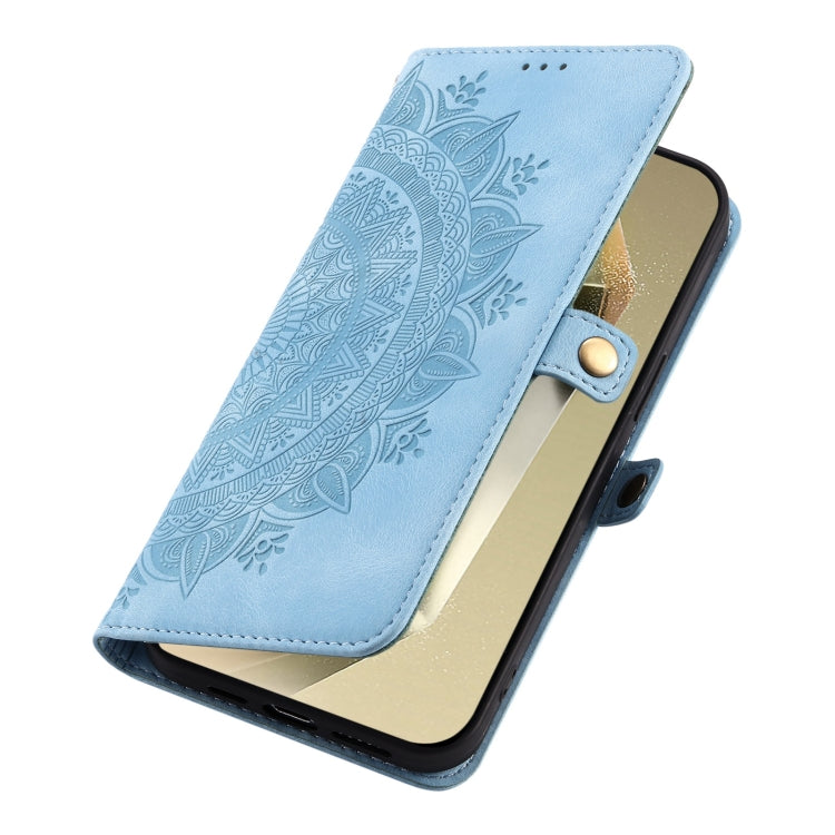 For Samsung Galaxy S25 5G Skin Feel Totem Embossed Leather Phone Case(Blue) - Galaxy S25 5G Cases by PMC Jewellery | Online Shopping South Africa | PMC Jewellery | Buy Now Pay Later Mobicred