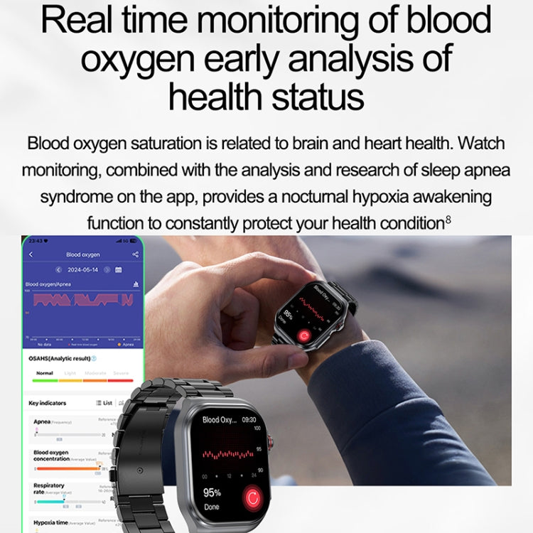 ET585 2.04 inch Silicone Strap IP68 Waterproof Smart Watch, Support ECG / Blood Composition Measurement(Black) - Smart Watches by PMC Jewellery | Online Shopping South Africa | PMC Jewellery | Buy Now Pay Later Mobicred