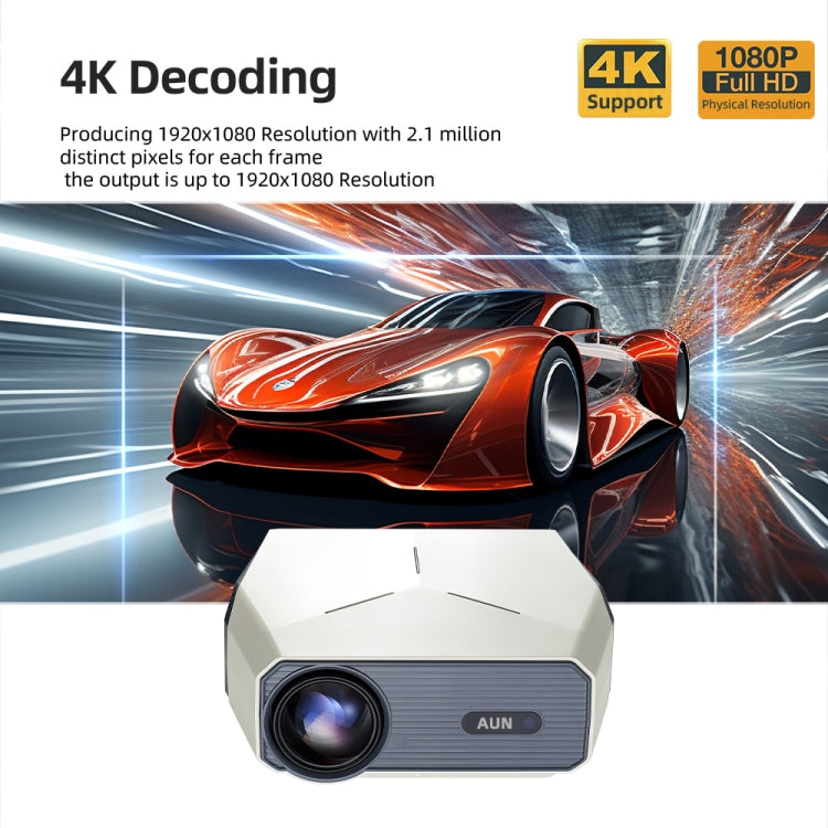 AUN A004 Pro 1920 x 1080P 9000Lumen Android 9.0 Portable LCD Projector, EU Plug(White) - LED Projector by AUN | Online Shopping South Africa | PMC Jewellery | Buy Now Pay Later Mobicred