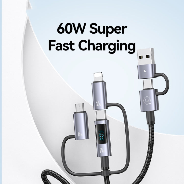 USAMS 60W 6 in 1 Digital Display Fast Charging Cable, Length:2m(Titanium Gray) - Multifunction Cable by USAMS | Online Shopping South Africa | PMC Jewellery | Buy Now Pay Later Mobicred