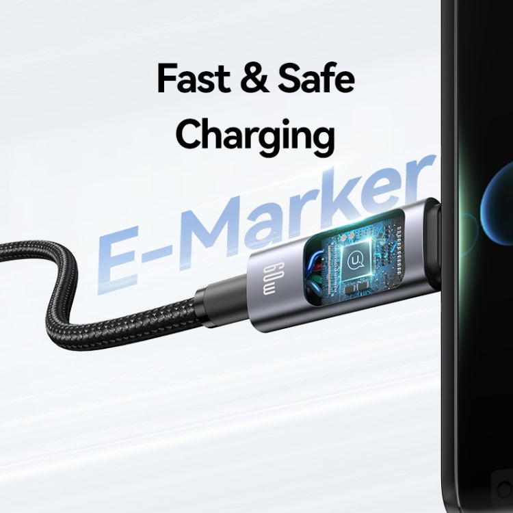 USAMS 60W 6 in 1 Digital Display Fast Charging Cable, Length:1.2m(Titanium Gray) - free shipping - PMC Jewellery - Order now!