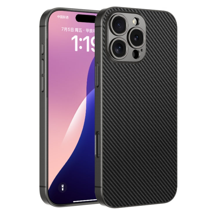 For iPhone 16 Pro GKK Metal Paint Skin Feel Leather Full Coverage Phone Case(Carbon Fibre) - iPhone 16 Pro Cases by GKK | Online Shopping South Africa | PMC Jewellery | Buy Now Pay Later Mobicred