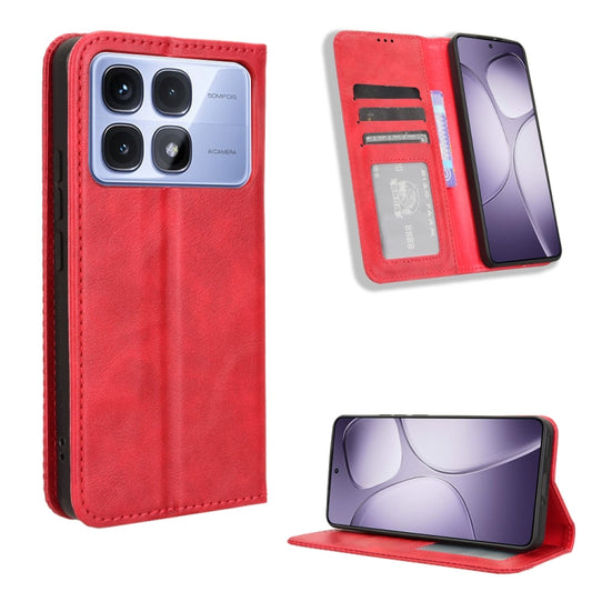 For Redmi K70 Ultra Magnetic Buckle Retro Texture Leather Phone Case(Red) - Xiaomi Cases by PMC Jewellery | Online Shopping South Africa | PMC Jewellery | Buy Now Pay Later Mobicred