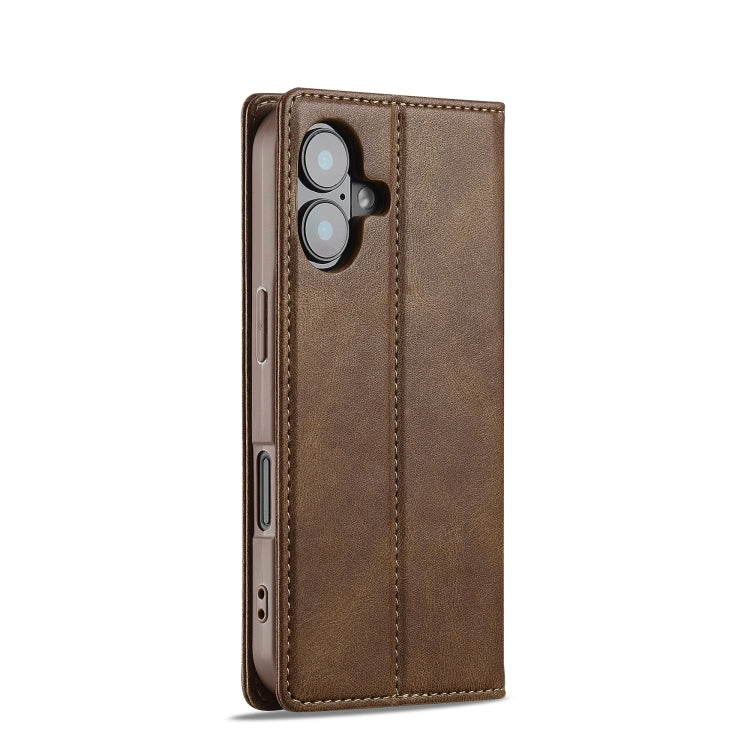 For iPhone 16 Plus LC.IMEEKE RFID Anti-theft Leather Phone Case(Brown) - iPhone 16 Plus Cases by LC.IMEEKE | Online Shopping South Africa | PMC Jewellery | Buy Now Pay Later Mobicred