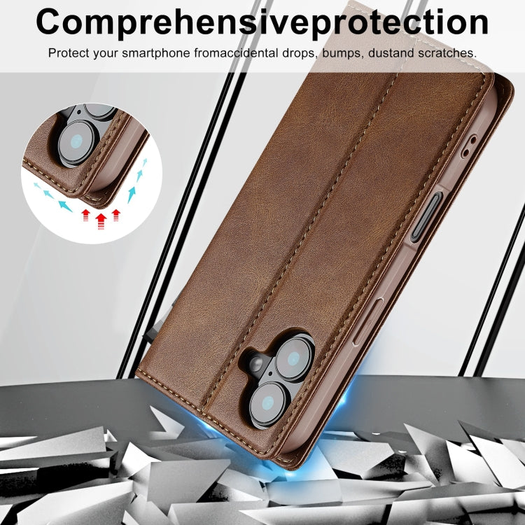 For iPhone 16 Plus LC.IMEEKE RFID Anti-theft Leather Phone Case(Brown) - iPhone 16 Plus Cases by LC.IMEEKE | Online Shopping South Africa | PMC Jewellery | Buy Now Pay Later Mobicred