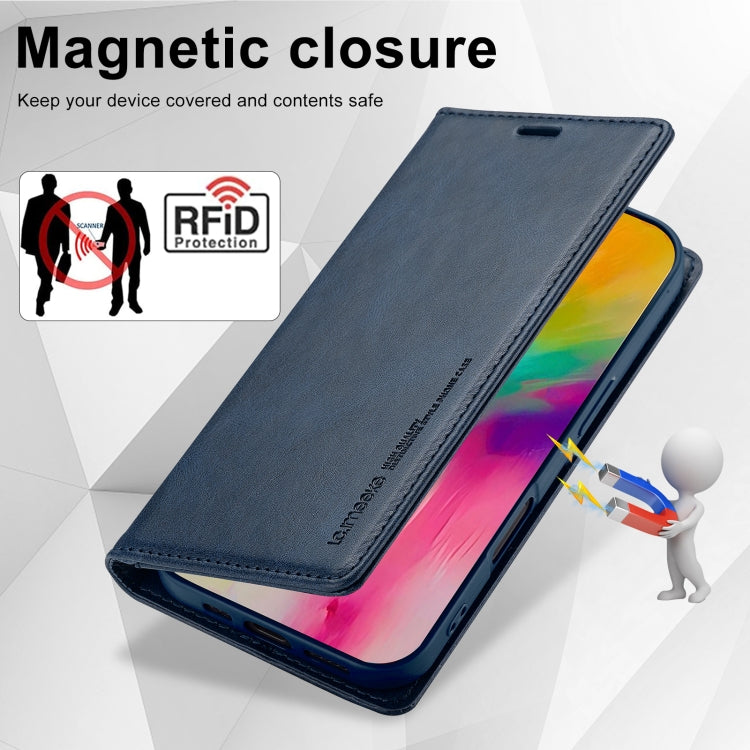 For iPhone 16 LC.IMEEKE RFID Anti-theft Leather Phone Case(Blue) - iPhone 16 Cases by LC.IMEEKE | Online Shopping South Africa | PMC Jewellery | Buy Now Pay Later Mobicred