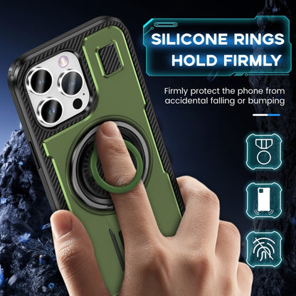 For iPhone 16 Pro Ring Holder Carbon Fiber PC Hybrid TPU Phone Case(Army Green) - iPhone 16 Pro Cases by PMC Jewellery | Online Shopping South Africa | PMC Jewellery | Buy Now Pay Later Mobicred