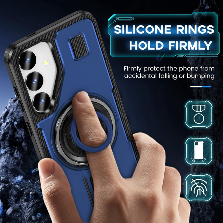 For Samsung Galaxy S25+ 5G Ring Holder Carbon Fiber PC Hybrid TPU Phone Case(Blue) - Galaxy S25+ 5G Cases by PMC Jewellery | Online Shopping South Africa | PMC Jewellery | Buy Now Pay Later Mobicred