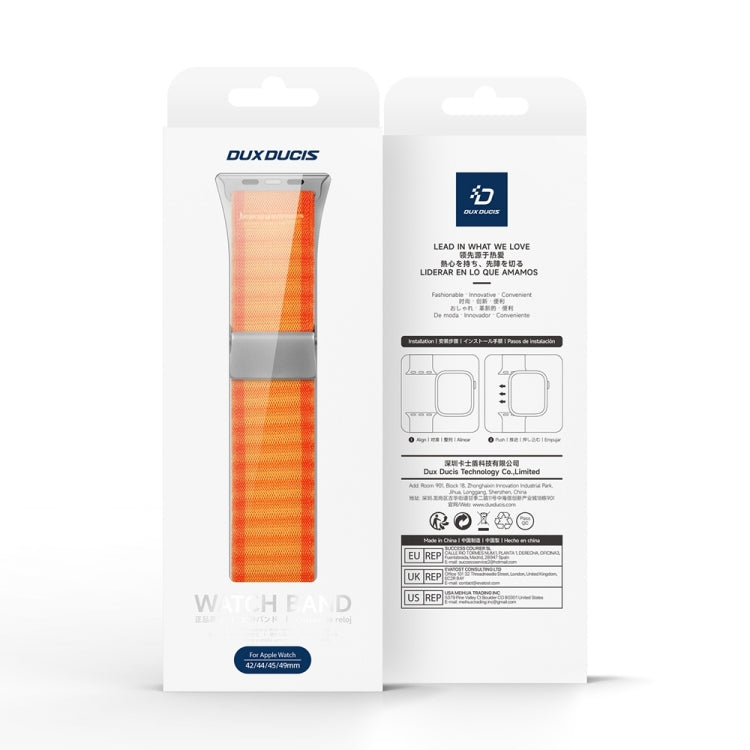 For Apple Watch Series 7 45mm DUX DUCIS YC Series Ocean Nylon Watch Band(Orange) - Watch Bands by DUX DUCIS | Online Shopping South Africa | PMC Jewellery | Buy Now Pay Later Mobicred