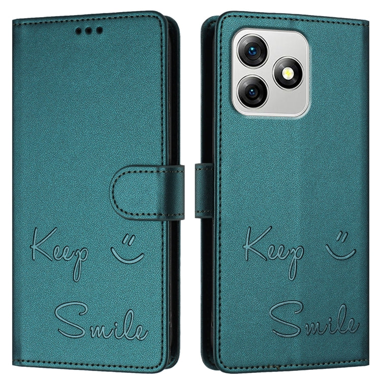 For Ulefone Note 18 Ultra 5G Smile Embossing RFID Leather Phone Case(Peacock Green) - Ulefone Cases by PMC Jewellery | Online Shopping South Africa | PMC Jewellery | Buy Now Pay Later Mobicred