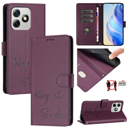 For Ulefone Note 18 Ultra 5G Smile Embossing RFID Leather Phone Case(Violet) - Ulefone Cases by PMC Jewellery | Online Shopping South Africa | PMC Jewellery | Buy Now Pay Later Mobicred