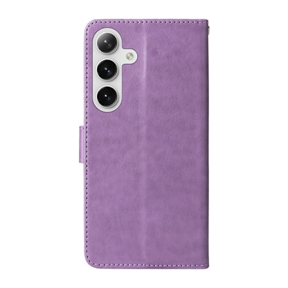 For Samsung Galaxy S25+ 5G Embossed Butterfly Flowers Leather Phone Case(Purple) - Galaxy S25+ 5G Cases by PMC Jewellery | Online Shopping South Africa | PMC Jewellery | Buy Now Pay Later Mobicred