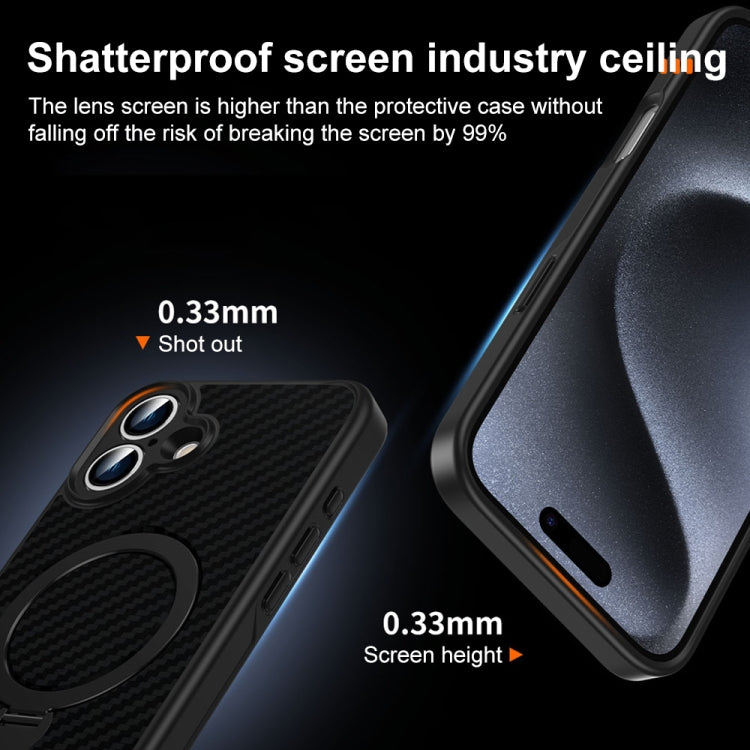 For iPhone 16 Pro Carbon Fiber MagSafe 360 Degree Rotating Holder Phone Case(Black) - iPhone 16 Pro Cases by PMC Jewellery | Online Shopping South Africa | PMC Jewellery | Buy Now Pay Later Mobicred