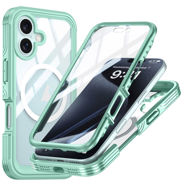 For iPhone 16 Plus Tempered Glass MagSafe Phone Case(Green) - iPhone 16 Plus Cases by PMC Jewellery | Online Shopping South Africa | PMC Jewellery | Buy Now Pay Later Mobicred