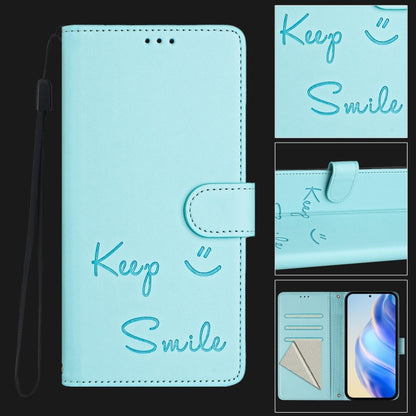 For Huawei Pura 70 Pro Smile Embossing RFID Leather Phone Case(Mint Green) - Huawei Cases by PMC Jewellery | Online Shopping South Africa | PMC Jewellery | Buy Now Pay Later Mobicred