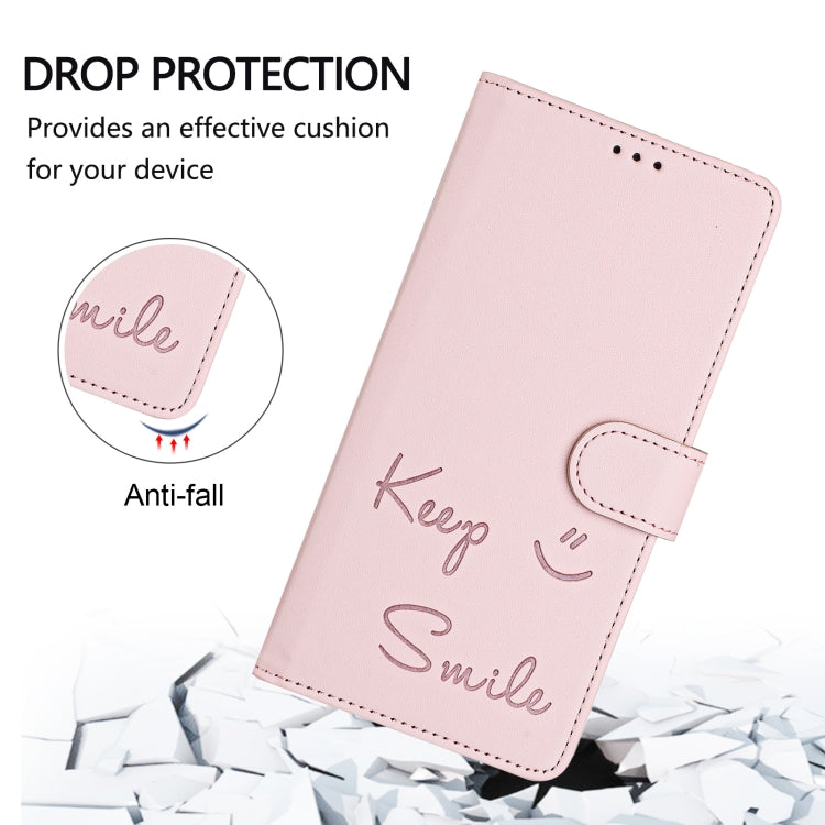 For Huawei Pura 70 Pro Smile Embossing RFID Leather Phone Case(Pink) - Huawei Cases by PMC Jewellery | Online Shopping South Africa | PMC Jewellery | Buy Now Pay Later Mobicred