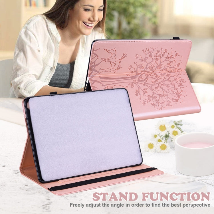 For Honor Pad 8 Tree & Deer Embossed Leather Tablet Case(Pink) - Honor by PMC TechLife | Online Shopping South Africa | PMC TechLife | Buy Now Pay Later Mobicred