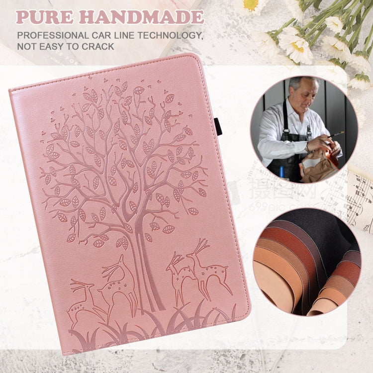 For Honor Pad 8 Tree & Deer Embossed Leather Tablet Case(Pink) - Honor by PMC TechLife | Online Shopping South Africa | PMC TechLife | Buy Now Pay Later Mobicred